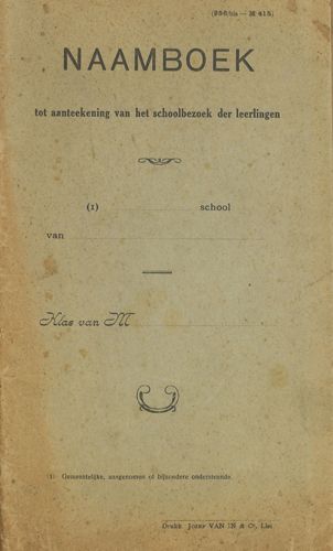 Kaft van Naamboek Gemeenteschool Drie Egypten